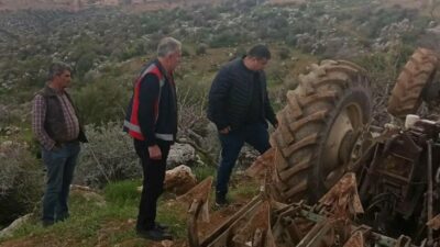 Adıyaman’ın Besni ilçesinde bahçe sürümü sırasında engebeli arazide kontrolden çıkan