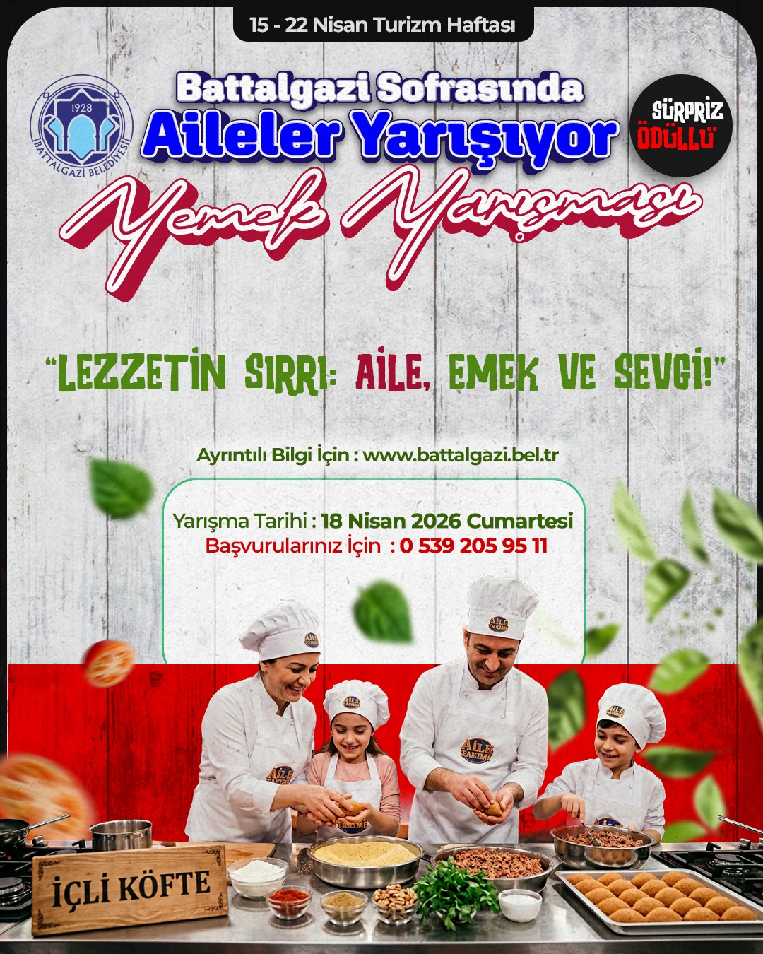 Battalgazi Belediyesi, Turizm Haftası kapsamında düzenleyeceği içli köfte yarışmasıyla aileleri