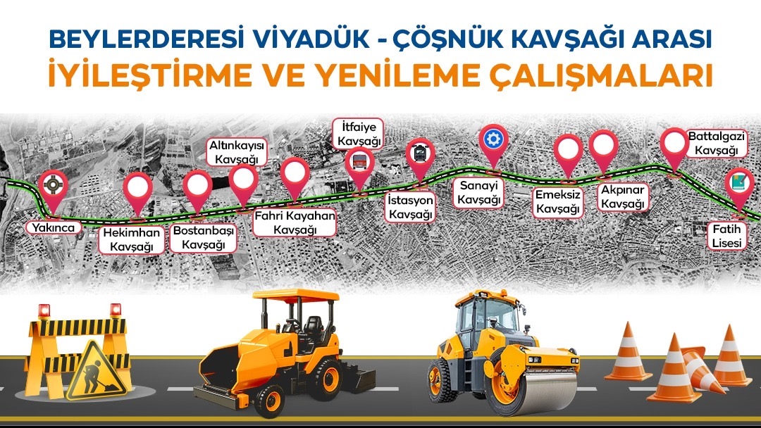 Malatya’da Beylerderesi Viyadüğü ile Çöşnük kavşağı arasında çevreyolu yan yollarında