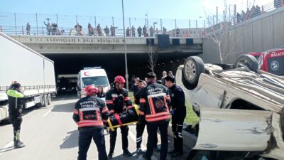 Malatya’da kontrolden çıkan otomobilin ters dönerek refüje çıkması sonucu meydana