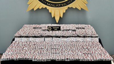 Malatya’da düzenlenen operasyonda bir yolcu otobüsünde yapılan aramada 21 bin