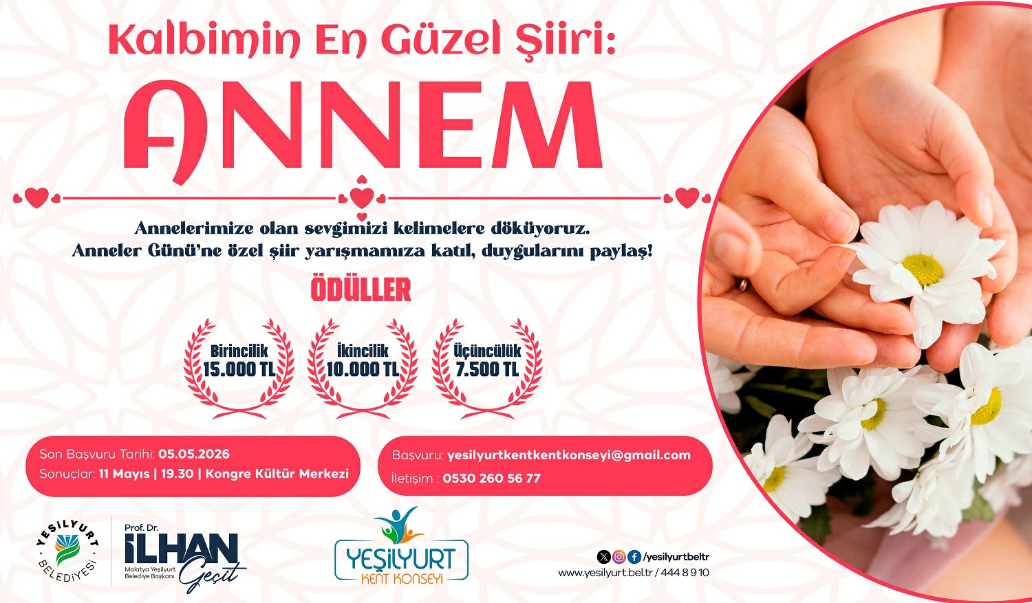Yeşilyurt Belediyesi ile Yeşilyurt Kent Konseyi, Anneler Günü dolayısıyla düzenleyeceği