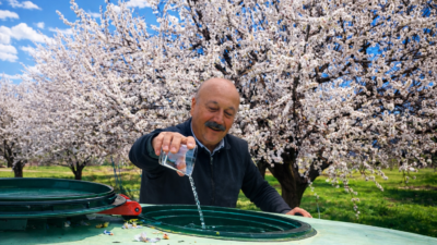Akçadağ’da bir üretici, zirai don endişesiyle yeni sezon öncesi ilaçlama
