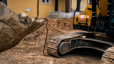 Darende ilçesindeki TOKİ konutları şantiyesinde görülen yaklaşık 3 metrelik yılan,