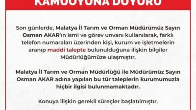 Malatya İl Tarım ve Orman Müdürlüğü, İl Müdürü Osman Akar’ın