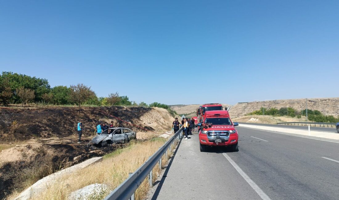 Akçadağ ilçesinde kontrolden çıkarak bahçeye giren otomobilde çıkan yangın faciaya