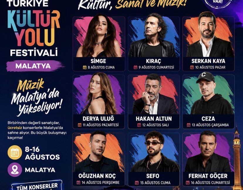 Türkiye Kültür Yolu Festivali kapsamında Malatya, 8-16 Ağustos tarihleri arasında