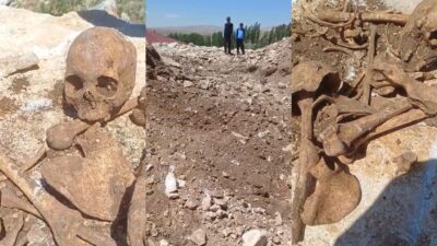 Hekimhan ilçesinde TOKİ konutlarının temel kazısı sırasında insana ait olduğu