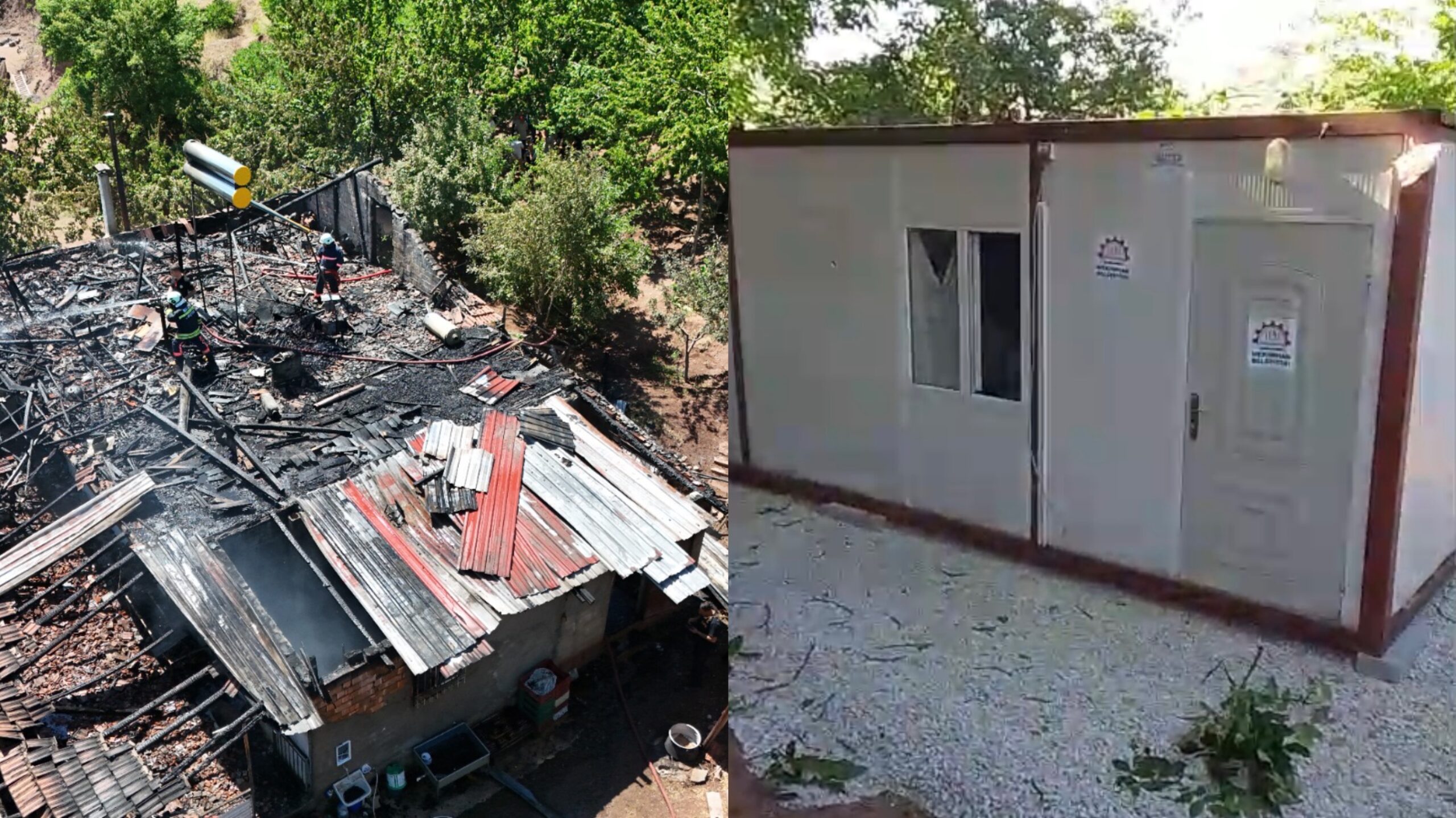 Malatya’nın Hekimhan ilçesinde çıkan yangında evi kullanılamaz hale gelen aile